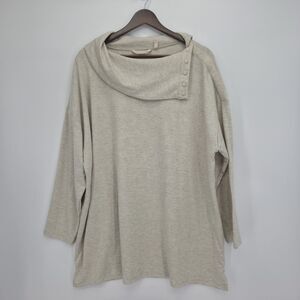 Soft Surroundings Womens Greenwood Pullover Tunic Oatmeal Tan Size 1X Plus